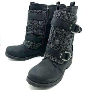 Falls Creek Double Buckle Moto Boot Mid Calf Black